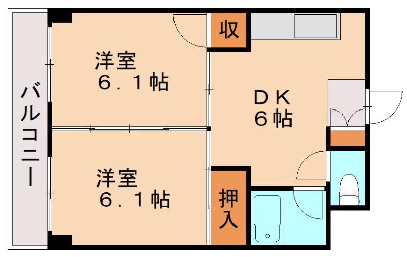 東山ビル(2DK/3階)の間取り写真