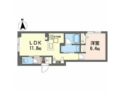 ＪＲ吉備線 備前三門駅 徒歩11分 3階建 築1年(1LDK/1階)の間取り写真
