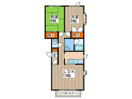 オークヒルズ89(2LDK/2階)の間取り写真