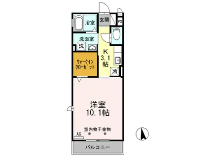 エスパレオ・M(1K/1階)の間取り写真