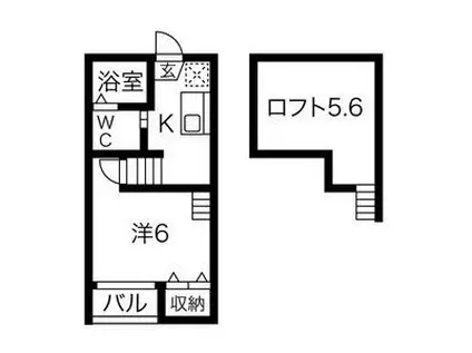 コーエイII(1K/2階)の間取り写真