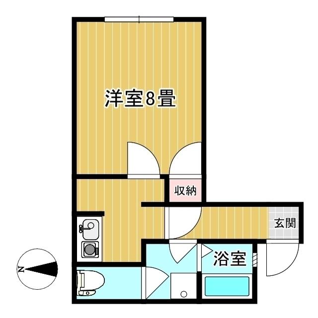 パールヴィラ上河原(1K/1階)の間取り写真