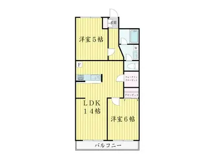 ケニーヒルズ玉川(2LDK/5階)の間取り写真