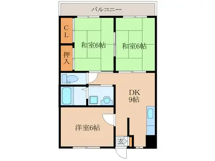 ビューハウス要(3DK/1階)の間取り写真