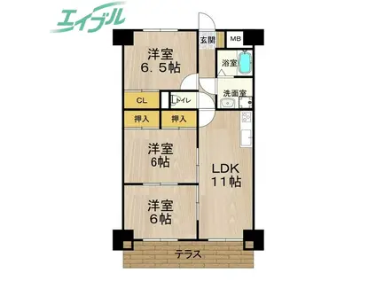 グレースマンション藤(3LDK/1階)の間取り写真