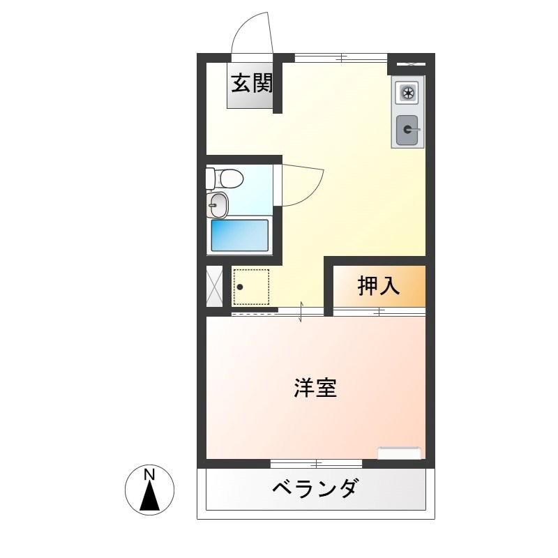 スカイハイツ長谷川(1DK/2階)の間取り写真