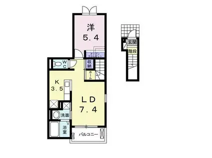 グランデ楓(1LDK/2階)の間取り写真