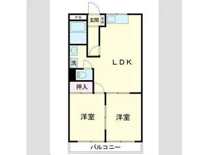 ハイツハカマタI(2LDK/2階)の間取り写真