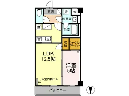 テラス ウエルネス(1LDK/2階)の間取り写真