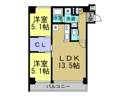 CHUNICHI BUILDING(2LDK/4階)の間取り写真