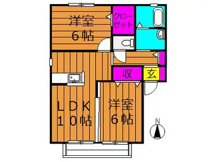 エバーグリーンオーク(2LDK/2階)の間取り写真