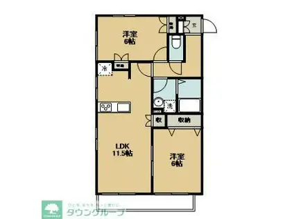 アトリオヴィラ壱番館(2LDK/1階)の間取り写真