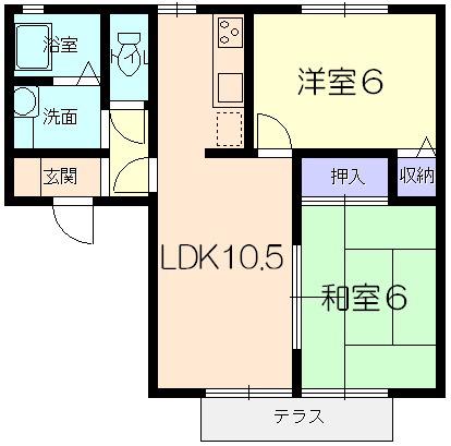 セジュール三日月A(2LDK/1階)の間取り写真