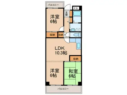 グランドハイツ太陽(3LDK/3階)の間取り写真