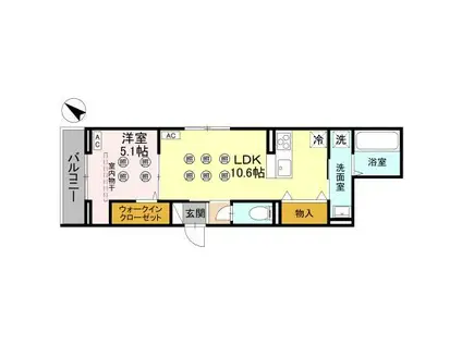 ノーブルラフィネ白幡(1LDK/3階)の間取り写真