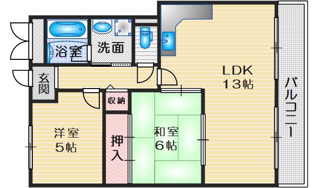 エクセレント都1(2LDK/3階)の間取り写真