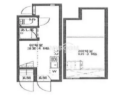 エンジェルハウス(ワンルーム/2階)の間取り写真