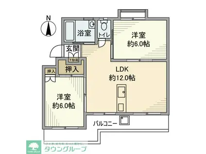 八千代台西オーガスタ3号棟(2LDK/4階)の間取り写真