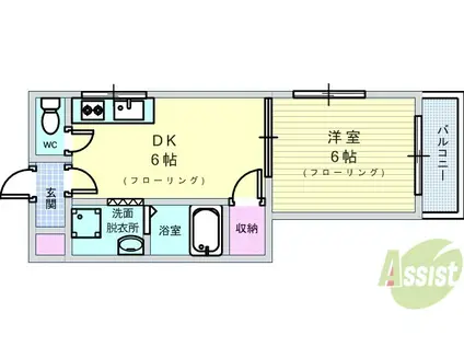 立花ハイツ(1DK/1階)の間取り写真