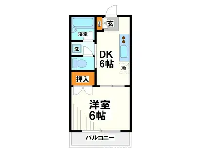 ホワイトハウス(1DK/2階)の間取り写真