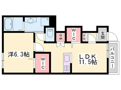 マニエール(ワンルーム/1階)の間取り写真