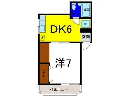 スカイハイツIII(1DK/3階)の間取り写真