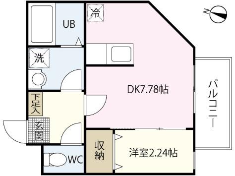 MOVE庚午北壱番館(1DK/3階)の間取り写真
