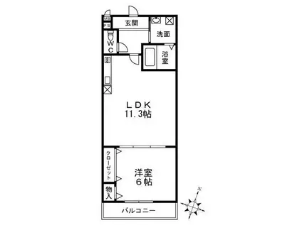 ソレイユ百舌鳥Ⅰ番館(1LDK/1階)の間取り写真