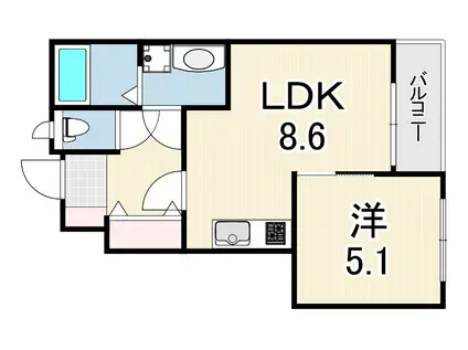 ティル ナ ノーグ(1LDK/1階)の間取り写真