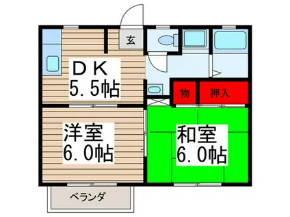 JJハイツ(2DK/1階)の間取り写真