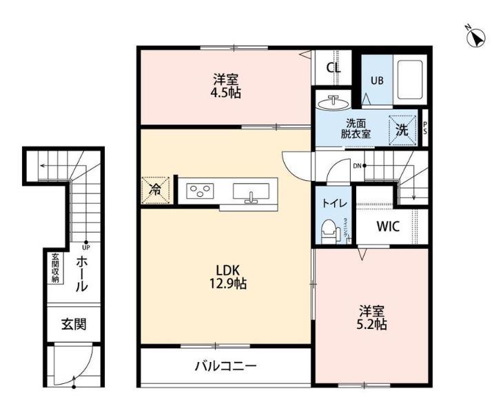リーブルファイン相模原中央区中央(2LDK/2階)の間取り写真