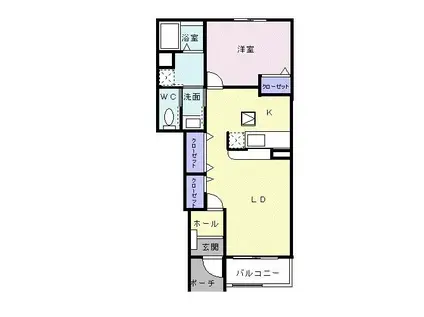 プロシード蔦路(1LDK/1階)の間取り写真