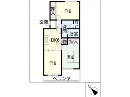 ホワイトピア江島台(2LDK/2階)の間取り写真