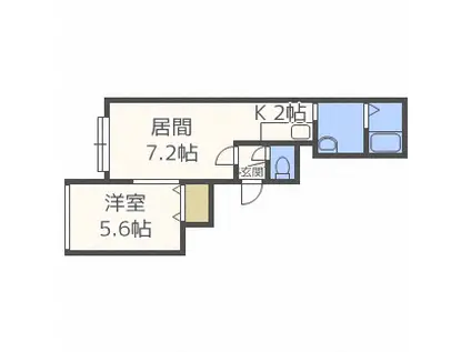 アーバンライフ発寒南(1LDK/2階)の間取り写真