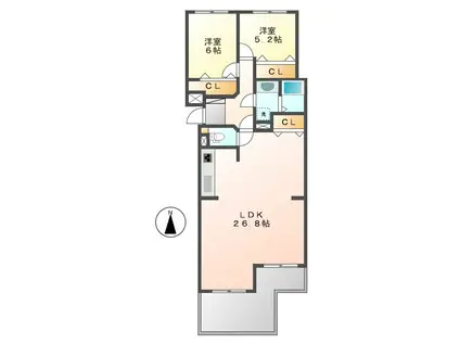 グランドメゾン元宮町(2LDK/1階)の間取り写真