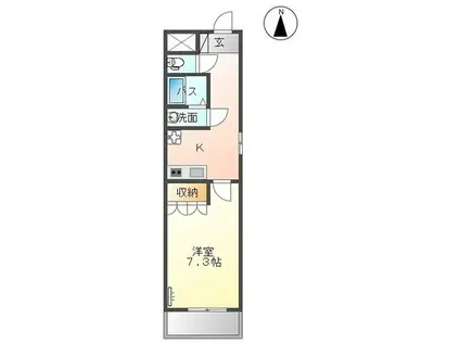 クレストールI(1K/2階)の間取り写真