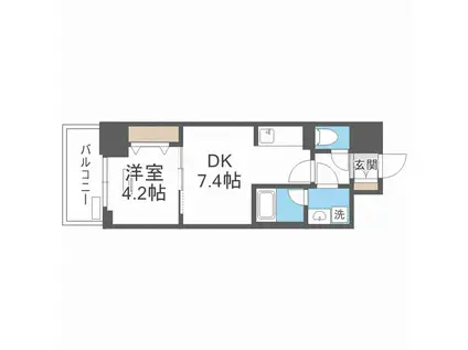RISING MAISON 本町橋(1DK/5階)の間取り写真