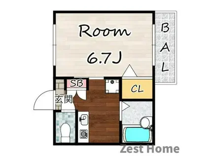 ディアス鳴尾(1K/2階)の間取り写真