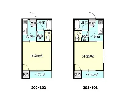 恵HOUSE(1K/2階)の間取り写真