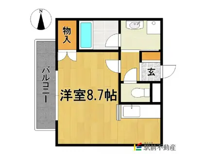 パルメゾン二日市弐番館(ワンルーム/1階)の間取り写真