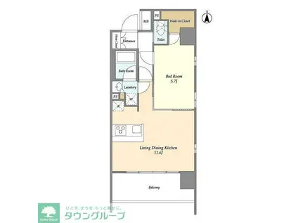 プライマルタワー錦糸町(1LDK/2階)の間取り写真