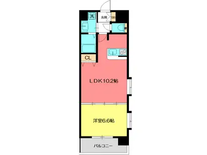 第6ライブリービル(1LDK/8階)の間取り写真