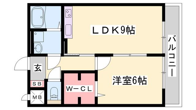 セジュール東浜尻(1LDK/1階)の間取り写真