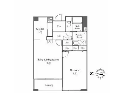 リバーシティ21 イーストタワーズII(1LDK/42階)の間取り写真