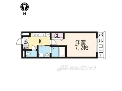 アールステージ木幡(1K/2階)の間取り写真