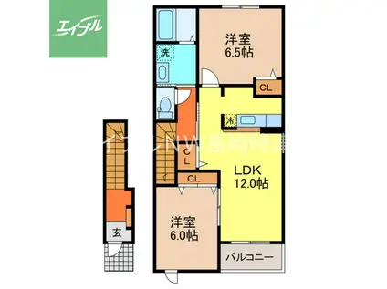 ミルフィーユII(2LDK/2階)の間取り写真