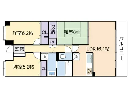 エヴァーグリーン青葉の森(3LDK/2階)の間取り写真