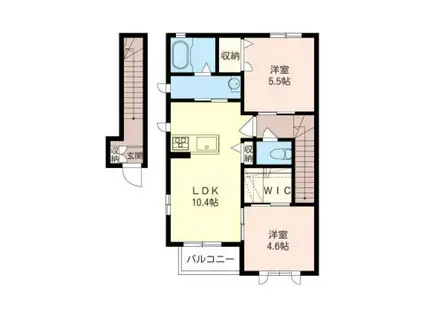 ヴィラ・アベニューB(2LDK/2階)の間取り写真