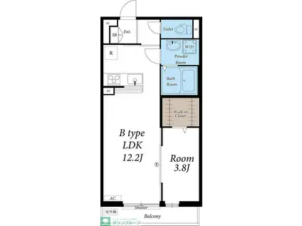 リブリ・クリークウエスト(1LDK/1階)の間取り写真