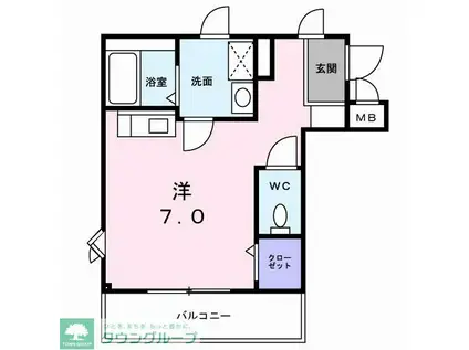 ミニヨン・メゾンY(ワンルーム/2階)の間取り写真